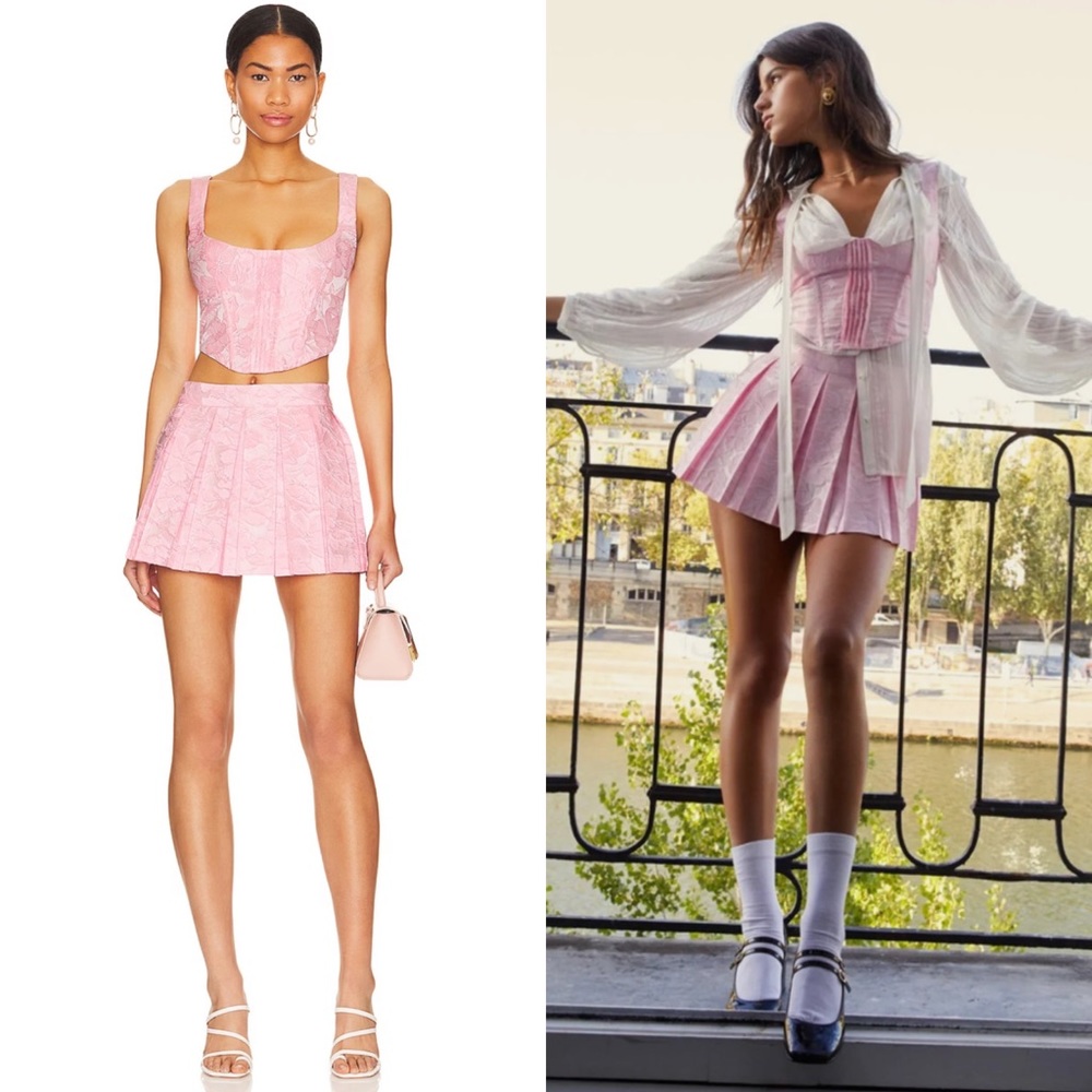 For love and Lemons pink Mira crop top and Adelaide mini skirt SET XS.
